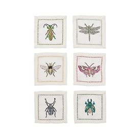 Kim Seybert Garden Party Cocktail Napkins in White & Multi, Set of 6