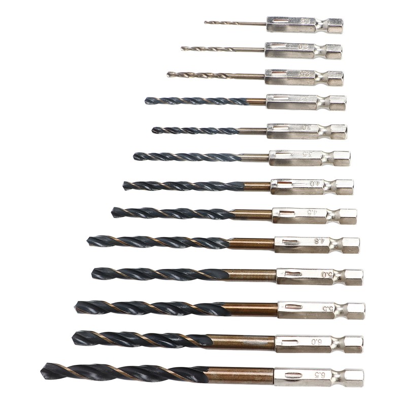 13Pcs Twist Drill Bit 1/4in Hex Shank 1.5‑6.5mm Fast Change