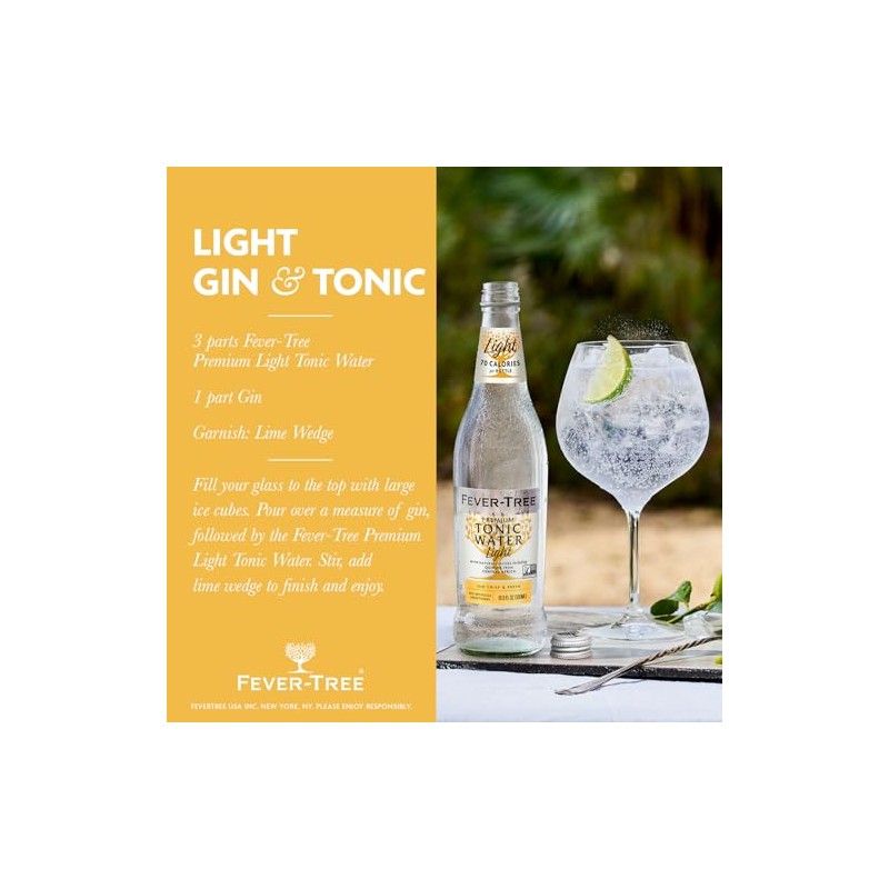 Fever-Tree Refreshingly Tonic Water, Light, 135.2 Fl Oz (Pack of