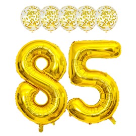 Gold 85 Foil Balloons 40" Jumbo Foil Balloons Confetti Balloons for 85th Birthday Wedding Anniversary Party Decorations