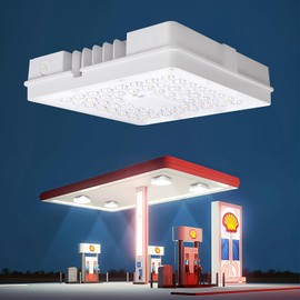 LED Canopy Light 100W 15000LM, 40/60/80/100W Selectable Wattage, 3CCT 4000/5000/6500K, LED Canopy Lights Outdoor, Gas Station Carport square Light for Garage Shop, 0-10V Dim 100-277VAC, ETL Listed