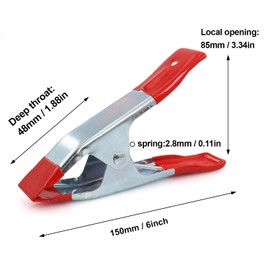 HOMESOM 6 inch Spring Clamp Set,Heavy Duty Spring Clamps,2 inch Jaw Opening 6 pieces/set