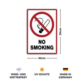 Strobo No Smoking/Rauchen verboten Sign, 20 x 30 cm, Made From Sturdy PVC Hard Foam Board, 3 Mm, With UV Protection, Pack Of 3