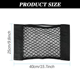 Lecctso 2PCS Small Cargo Net, Cargo Netting, 15.7 X 9.8 Inch Adjustable Elastic Double-Layer Mesh Net for Trunk Storage Organizer, Universal Car Accessories Trunk Net for SUV Truck RV Boat