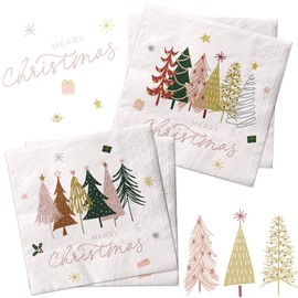 40Pcs Christmas Party Decorations - Christmas Tree Paper Napkins Disposable Napkins for Merry Xmas Winter Festive Dinner Party Supplies