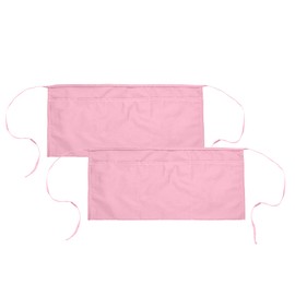 DALIX Waist Aprons Commercial Restaurant Home Bib Spun Poly Cotton Kitchen (3 Pockets) (2, Pink)