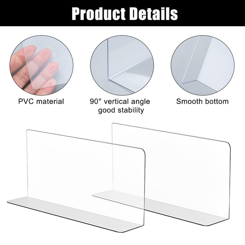 10 Pack Clear Shelf Dividers, Adjustable Acrylic Shelf Dividers for