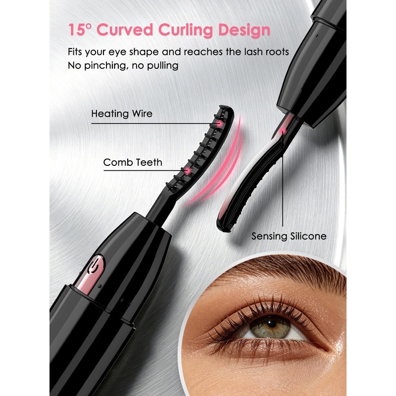 Heated Eyelash Curler, EB-02 Electric Eyelash Brush with Fast Heating