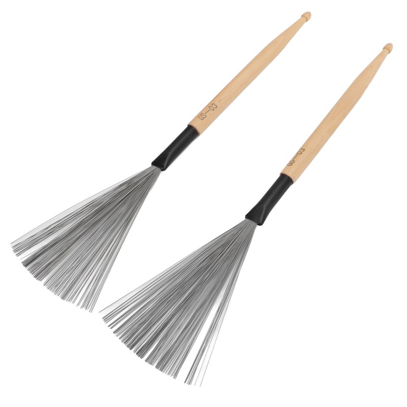 2PCS Drum Brush Double Headed Dual Purpose Maple Drumstick Rubber