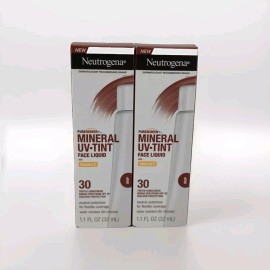 Neutrogena Purescreen+ Mineral UV Tint SPF 30 Face Liquid - Deep 1.1 oz Lot of 2