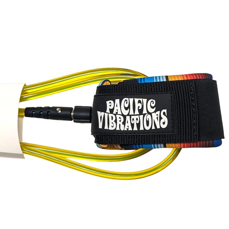 Pacific Vibrations Longboard Ankle leash 9ft Lime 7mm double swivel