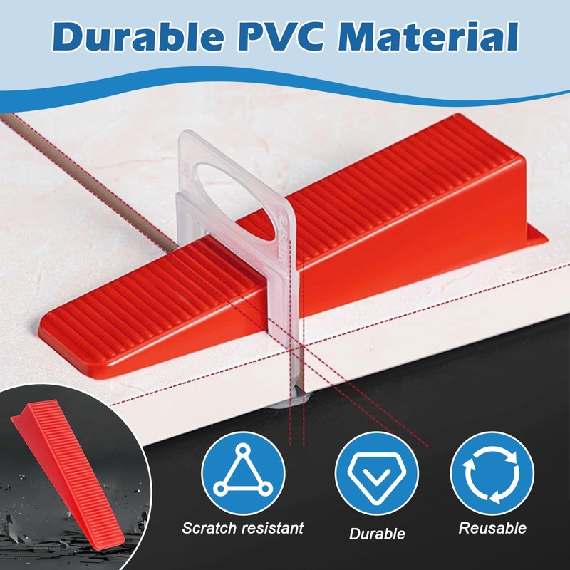 SuQurtom 200 Pcs Tile Leveling Wedges, Reusable, Tile Level Wedges