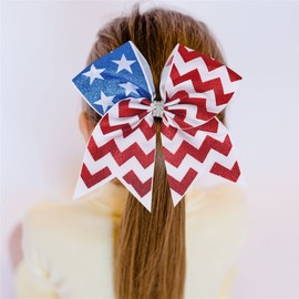 Lazo para el pelo de la bandera americana de 7 pulgadas, accesorios para el pelo para el 4 de julio (F9), 2, Talla única