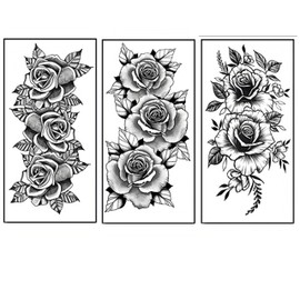 VIBESHOOD Temporary Tattoo, waterproof, friction-resistant, low-reflective, Lasts 1-2 Weeks，3 sheets tattoos for Men Women Adults.Theam Blooming roses