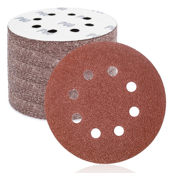 FEIHU 125mm Sanding Discs 50Pcs Orbital Sander Discs, 80 Grit