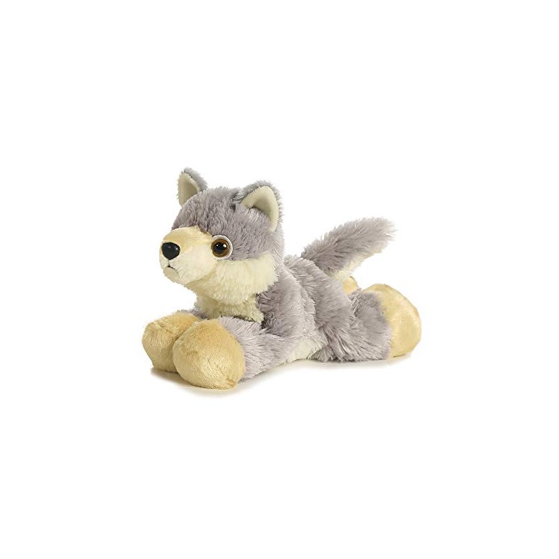 Aurora, 13296 Mini Flopsie Wolf Plush Toy, 20 cm, White/Purple