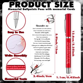 Maitys 50 Set Memorial Funeral Favor for Guest Include 50 Funeral Ballpoints and Prayer Cards, 50 Keychains with Tassels Bags and Twist Ties, Sympathy Gift for Memorial Service(Bird,Red)