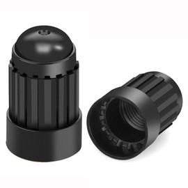 Black Tire Valve Stem Caps Plastic Air Valve Stem Covers with Rubber Seal Universal Long Valve Caps for tpms20008 Rubber Valves, Dustproof Leakproof, Airtight Seal, Original ­Light-Weight (8 Pack)