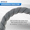 PETCHOR Twisted Fur Grey Soft Steering Wheel Cover, Fluffy Car