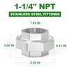 TAISHER 1PCS 304 Stainless Steel Union，1-1/4" NPT Female Cast Pipe