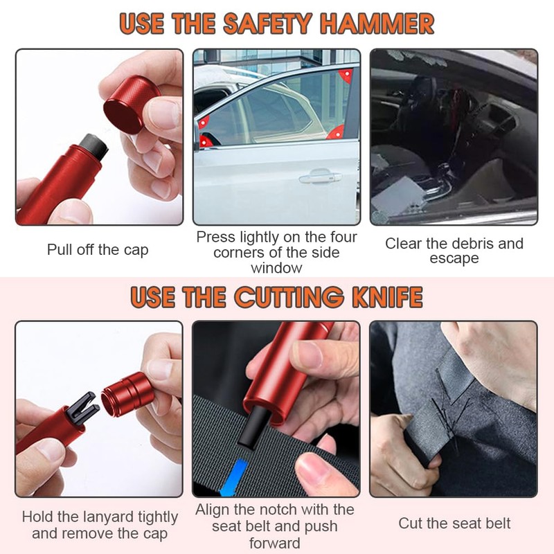 Chamgeco 2PCS Car Glass Breaker with Seatbelt Cutter, Portable 2-in-1
