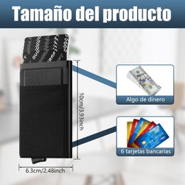 Tarjetero con Bolsillo para Dinero, Tarjetero Hombre con Bloqueo RFID, Cartera Desplegable con Capacidad para 6 Tarjetas y Billetes para Hombres, Negro