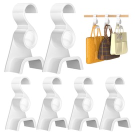 Purse Hanger for Closet 6Pcs，Famitree New Luxury Acrylic Purse Bag Hanger Closet, Handbag Organizer Hooks for Hanging Bags & Purses, Protecting Bag Shape & Organizing Space (White)