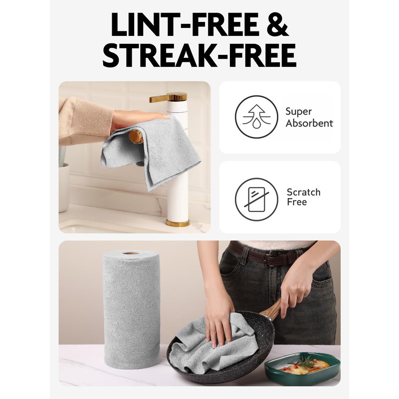 Fantasticlean Microfiber Cleaning Cloth Roll -75 Pack, Tear Away Microfiber