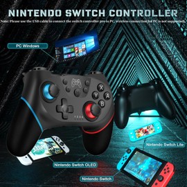 [2024 New Version] 2Pack Wireless Controller for Switch/Lite, Pink Pro Controller Gamepad Joypad Remote With Gyro Axis, Turbo and Adjustable Dual Shock