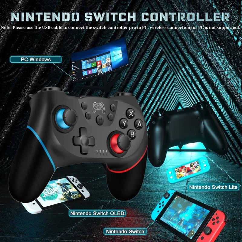 [2024 New Version] 2Pack Wireless Controller for Switch/Lite, Pink Pro