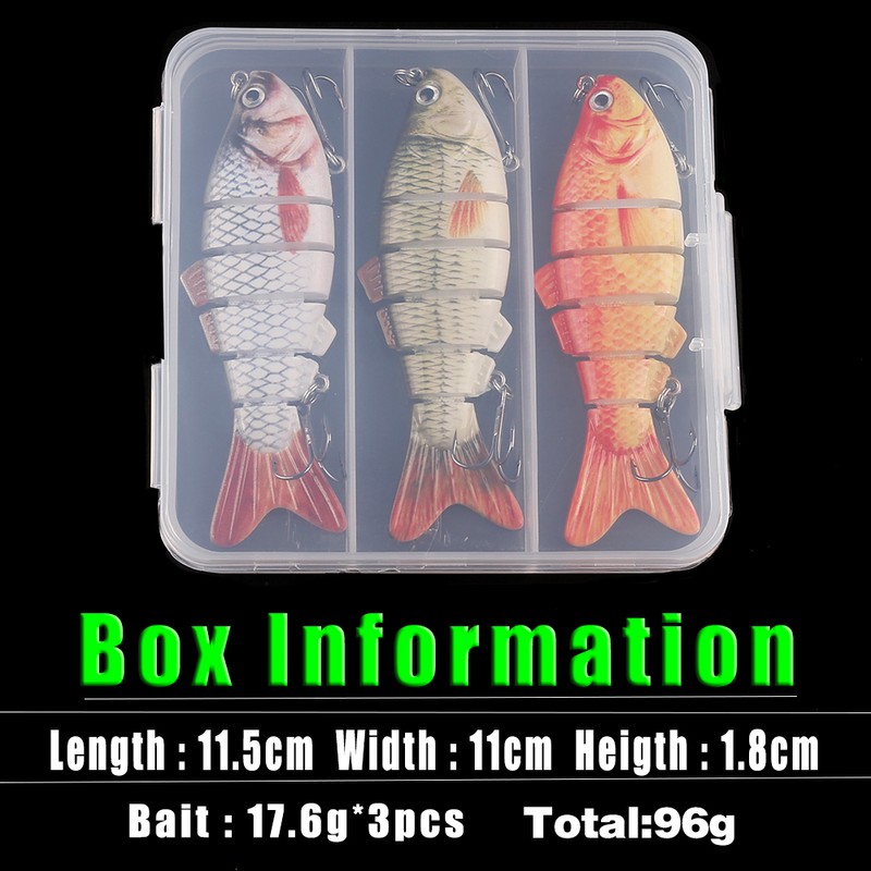 Fishing Lures for Bass Trout 6-segment Hard Body Lures with