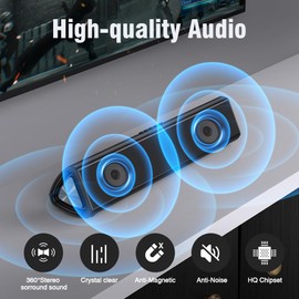 OFFSIR Sound Bar for Smart TV, 50W Bluetooth 5.0 Soundbar with Coaxial/Optical/AUX/USB, 3 EQ Modes & Adjustable Bass/Treble, Compact Home Theater Surround Speaker for TV, Desktop PC, Gaming, Dorm