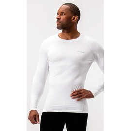 DEVOPS 2 Pack Men's Thermal Long Sleeve Compression Shirts (2X-Large, Black/White)