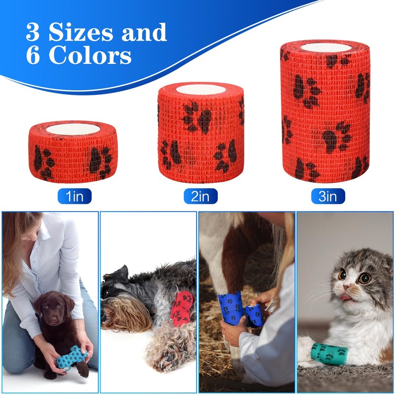 FGBNM Vet Wraps, 1"/2"/3" Self Adhesive Bandage Wraps, Non-Woven Pet