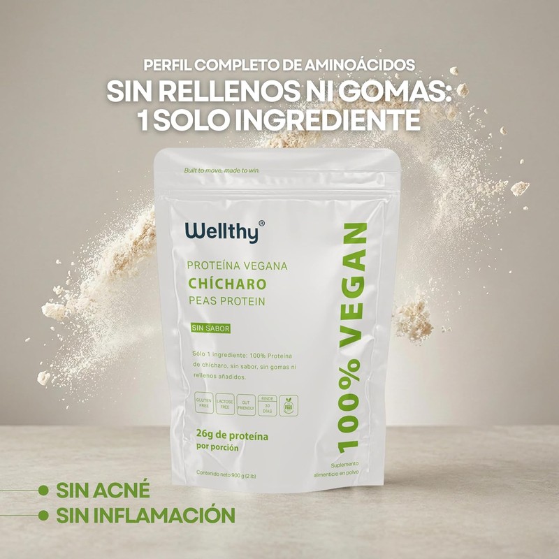 Wellthy Vegan Protein Powder - 25g Plant Based Protein, Gluten-Free