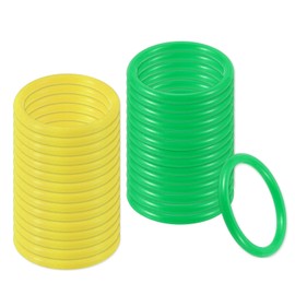 PATIKIL 2.8" Plastic Ring-Toss Rings for Bottles, 60 Pack Carnival Rings Plastic Hoops for Speed and Agility Practice Outdoor Party Favor, Yellow/Green