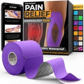 Kinesiology Tape-Incredible Support for Athletic Sports and Recovery + Free Taping Guide - Pre-Cut 2 inch 16.4 feet (Indigo Purple + Free Taping Guide, 1 Pack)