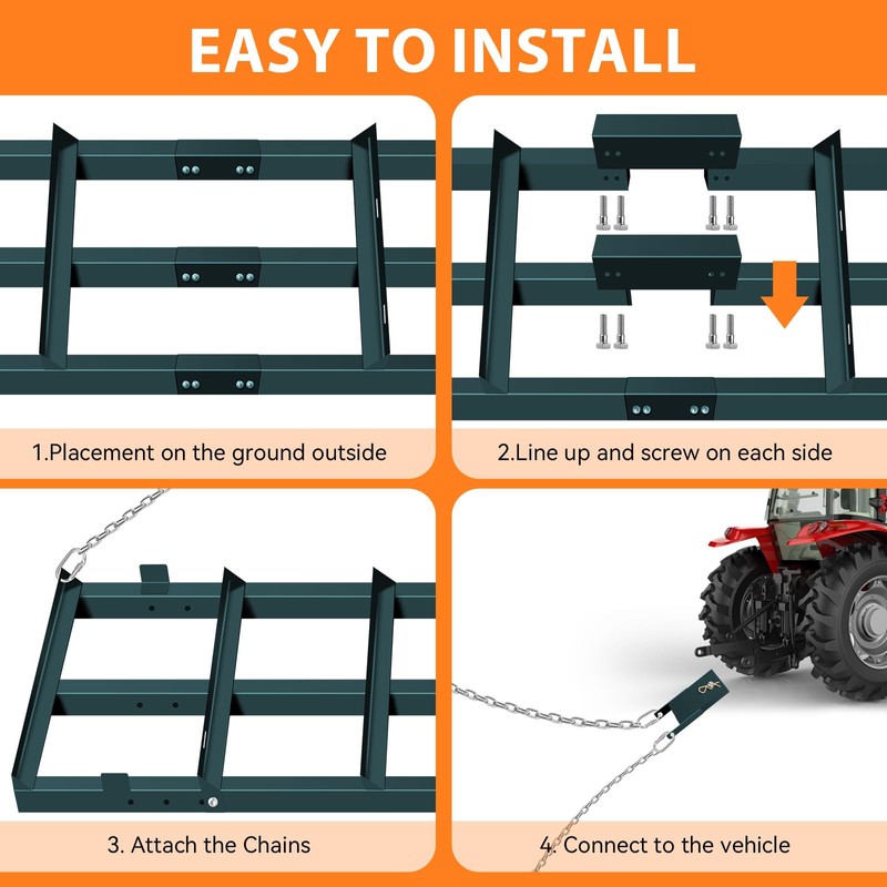 YXJSTO 8FT Drag Harrow Driveway Grader, Driveway Drag with 6