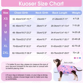 Kuoser Dog Surgery Recovery Suit, Anti Licking Pet Surgical Suit for Dogs Male Neuter, Female Dog Surgery Suit for Spay Subsititute E-Collar Cone, Dog Body Suits After Surgery Pink Polka Dot 2XL
