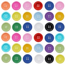 Chenkou Craft - Círculo de resina plástica de color mezclado, botón grande, 4 agujeros, costura de manualidades de 30 mm, 40 piezas (mezcla, 30 mm)