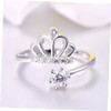 BESPORTBLE Adjustable Copper Crown Ring with Rhinestones Elegant Open Ring