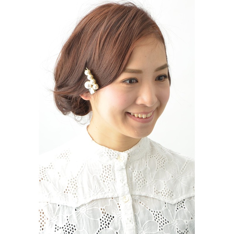 [ヴァンテーヌ] VINGTAINE ストーン 大粒パール ヘアピン 2本セット ラインストーン スクエア H-637