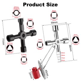 TNOMSNO Square Counter Wrench 2 Pcs 4 Way Wrench Universal Key Counter Enel Multifunction Key for Electricity Meter, Water, Gas Box, Cabinets, Utilities
