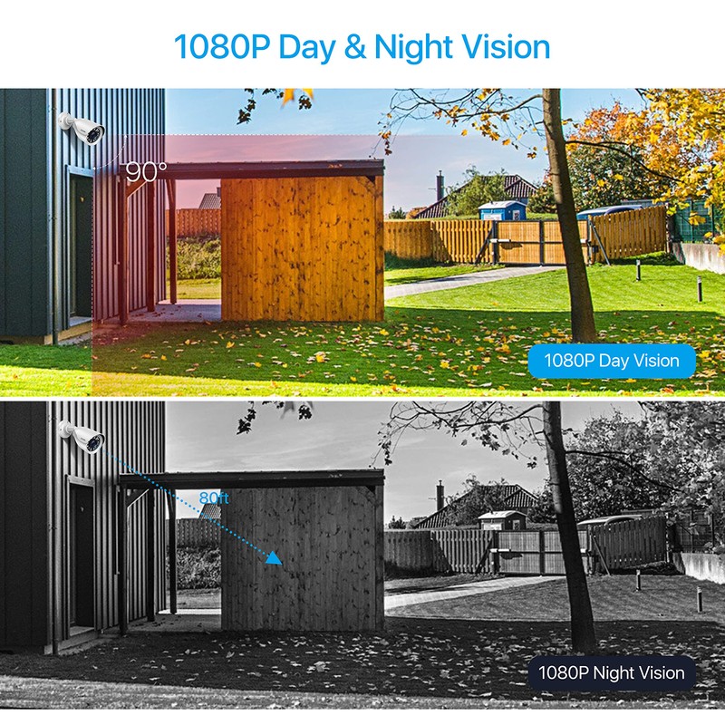 ZOSI H.265+ Full 1080p Home Security Camera System Outdoor Indoor,