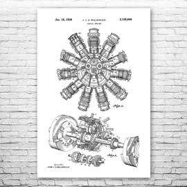 Radial Engine Patent Print Poster (20x30) Aviation Gifts, Airplane Decor, Engine Blueprint, Mechanic Gift, Engineer Gift, Engineering Art