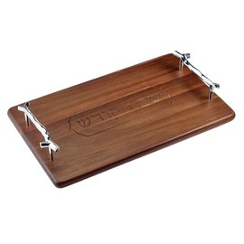 RITE LITE Challah Serving Tray, Acacia Wood, Silver Handles, 16x10, CLR Box