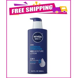 NIVEA MEN Maximum Hydration Body Lotion, 3-In-1 Nourishing Lotion for Men, 16.9