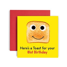 Huxters 81st Birthday Card – Funny Birthday Cards for Women and Men – Here’s a Toast Happy Birthday Card – Paper Birthday Card for Him and Her – Carbon Neutral Toast Birthday Card and Envelope (81st)