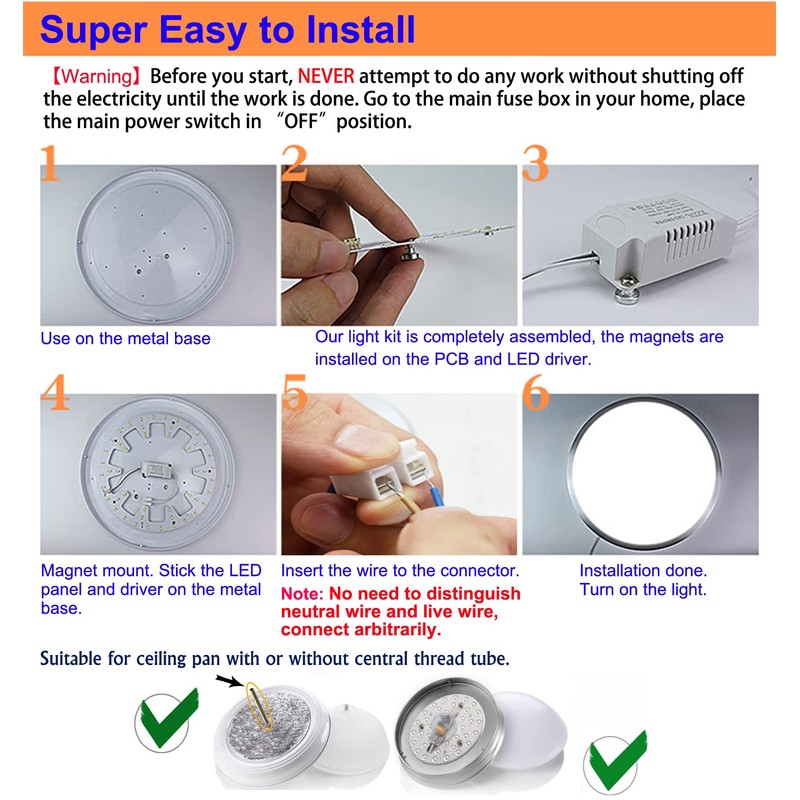 OLYMSTAR - Kit de luz LED de repuesto para ventilador