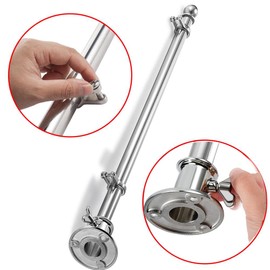 ZOMCHAIN Marine Flag Pole with Base, Flag Pole Holder, 316 Stainless Steel Flag Pole Set for Boat, Yacht, Truck and Yard - Flag Pole 24 inch